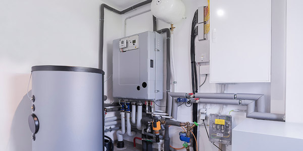 Electric boiler installed in a Long Island home utility room
